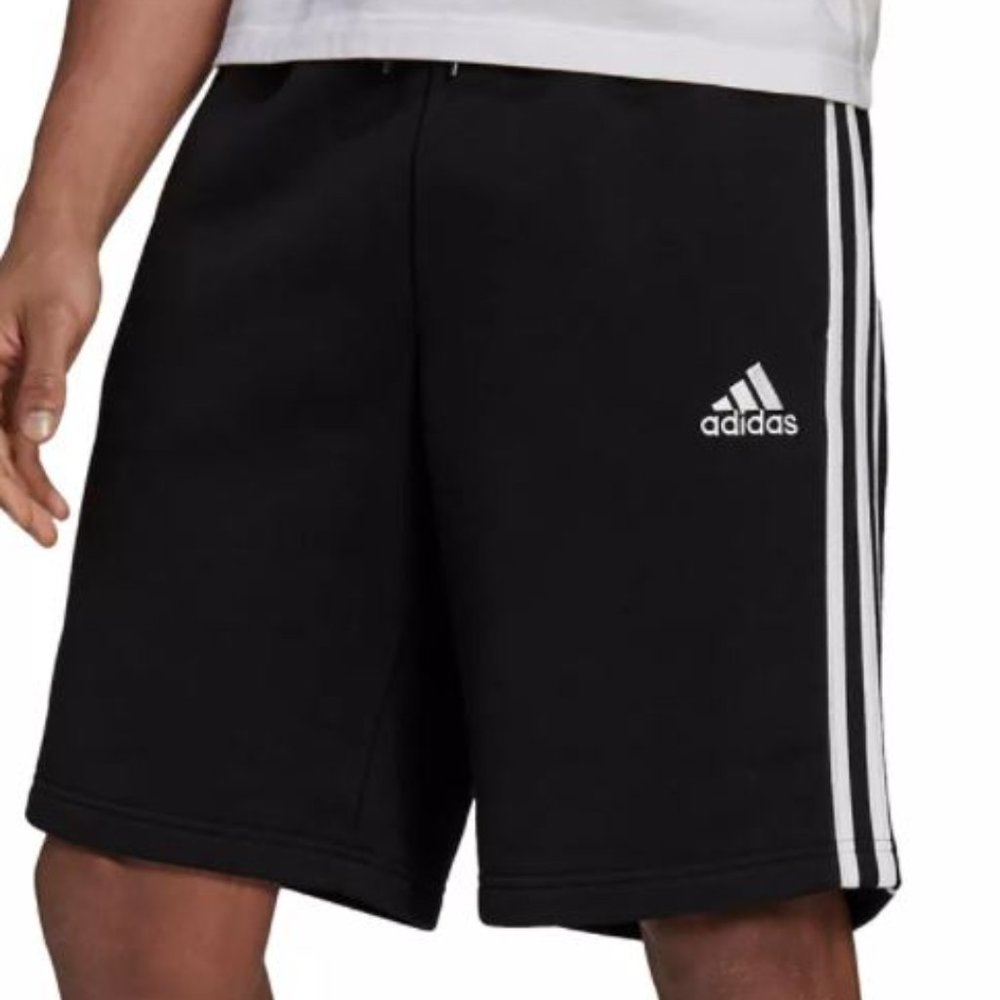 Adidas Men's 3 Stripe 10" Fleece Shorts - Large